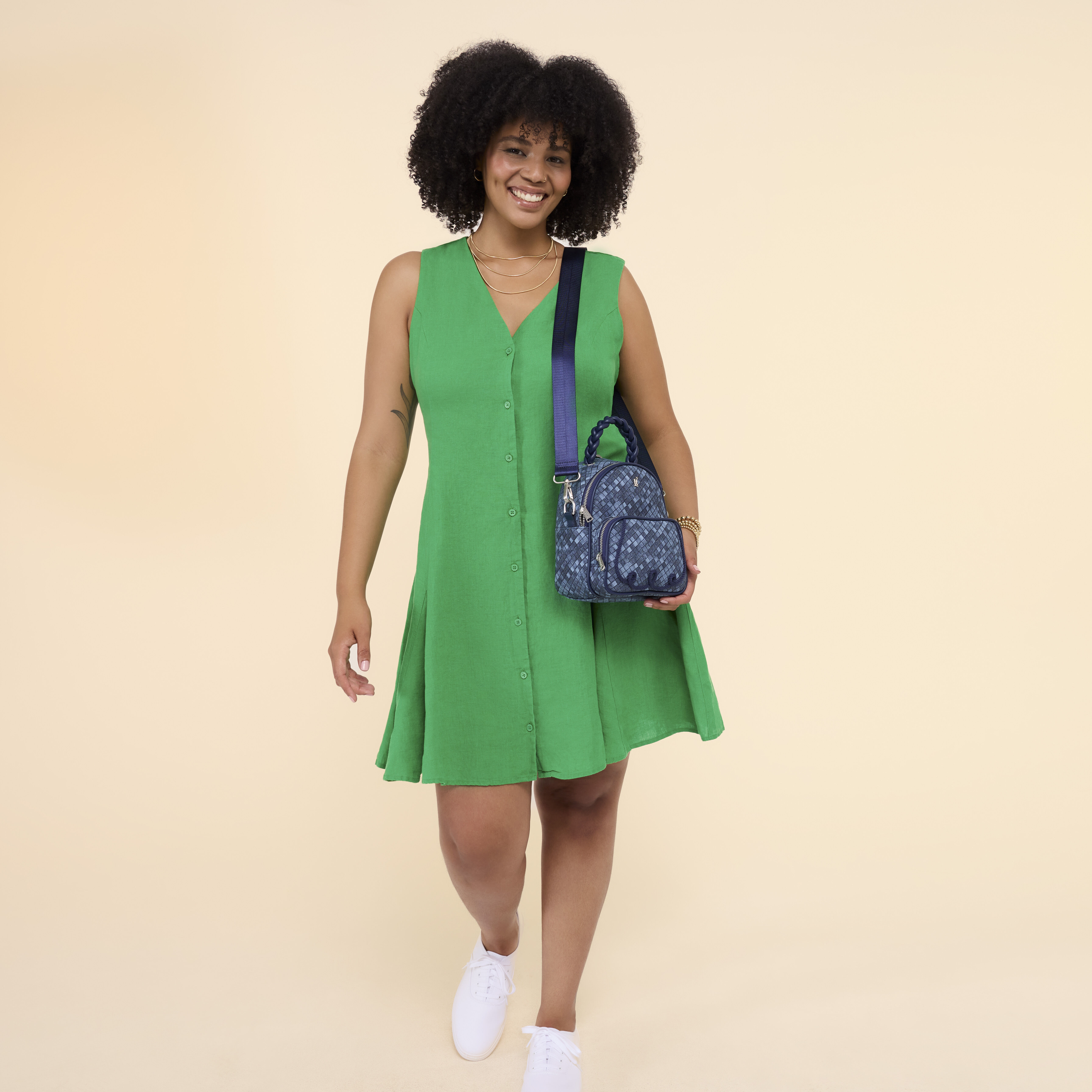 Loungefly Blue Checkered Convertible Mini Backpack & Crossbody Bag - Image 2