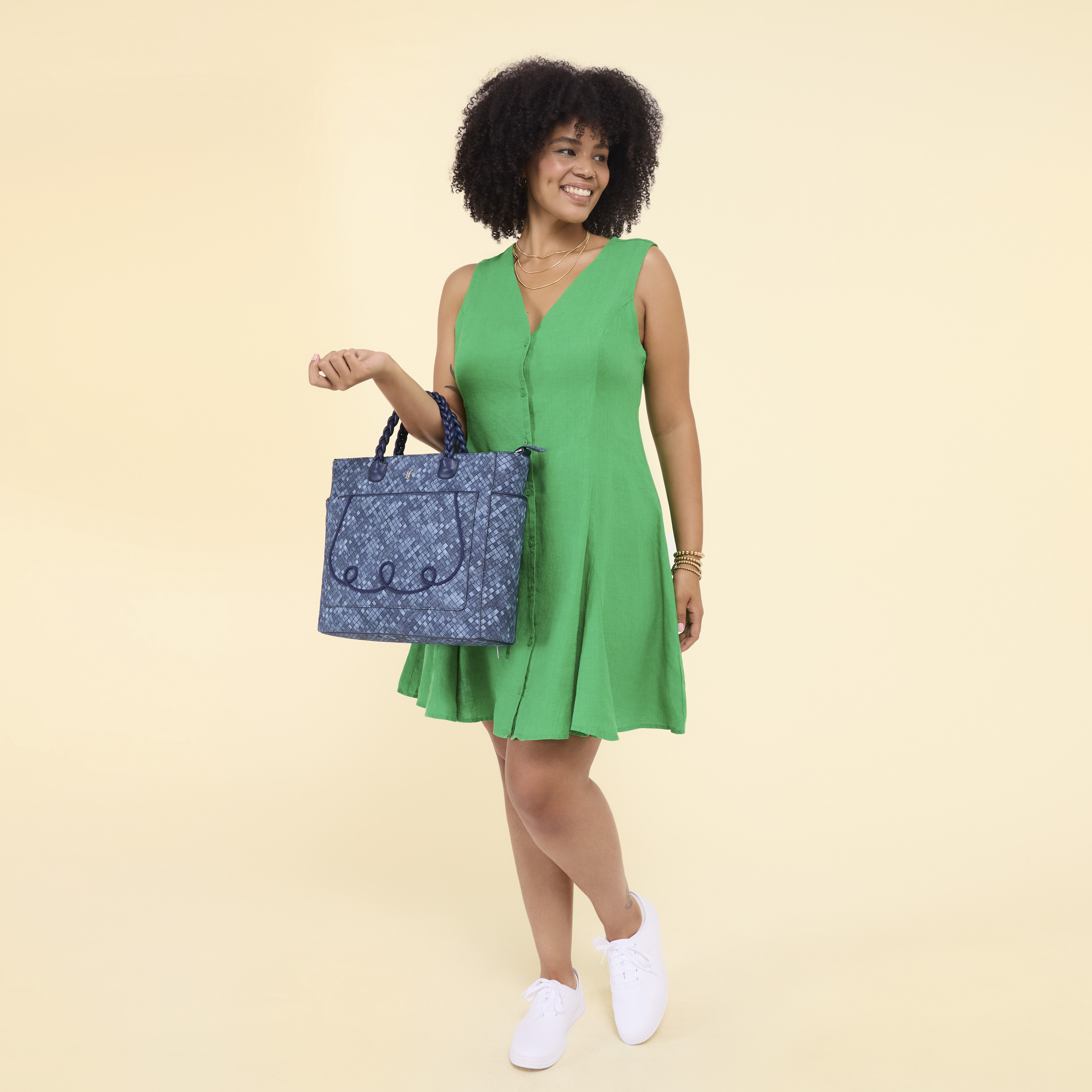 Loungefly Blue Checkered Convertible Backpack & Tote Crossbody Bag - Image 2