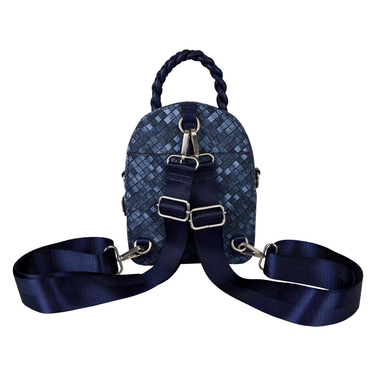Loungefly Blue Checkered Convertible Mini Backpack & Crossbody Bag - Image 4