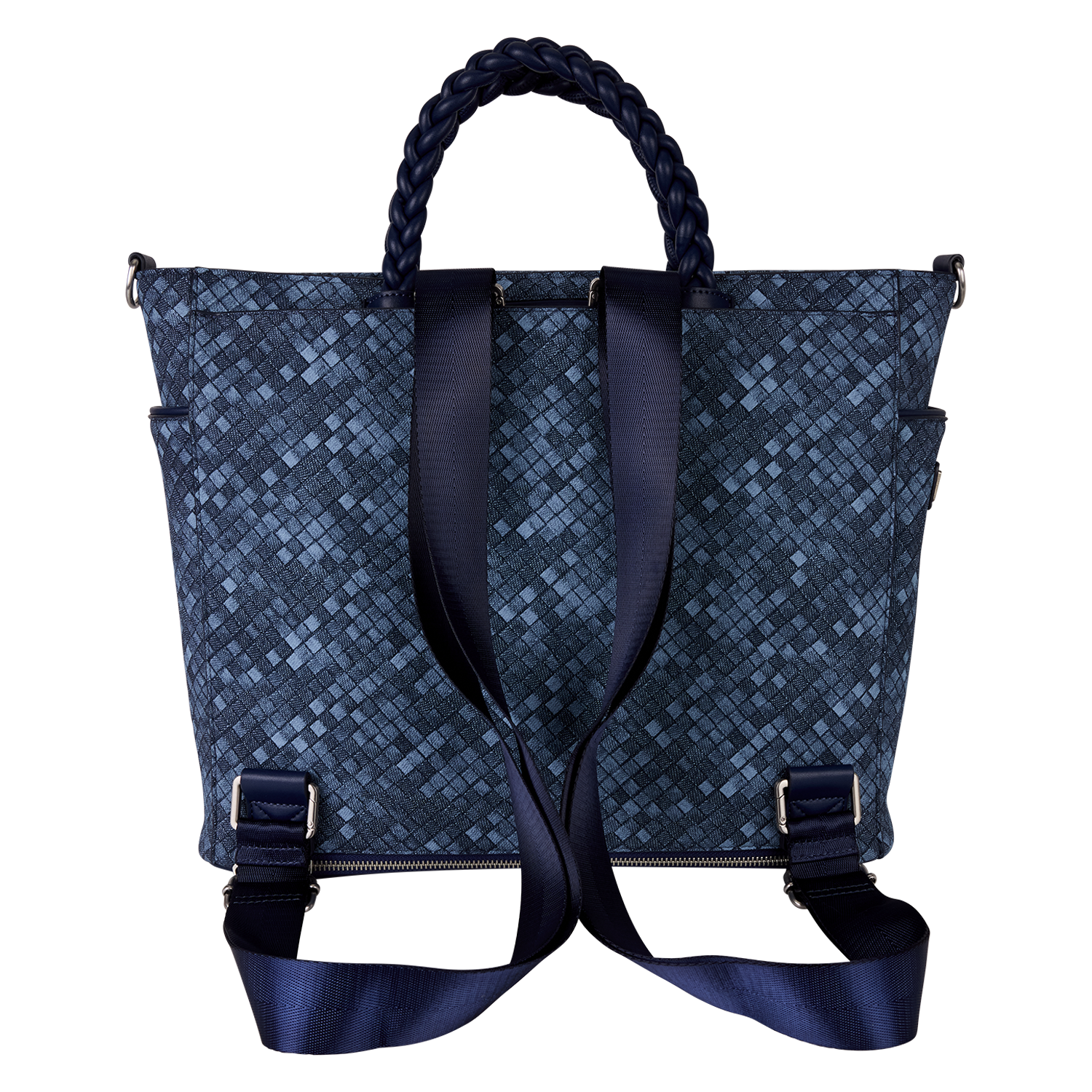 Loungefly Blue Checkered Convertible Backpack & Tote Crossbody Bag - Image 4