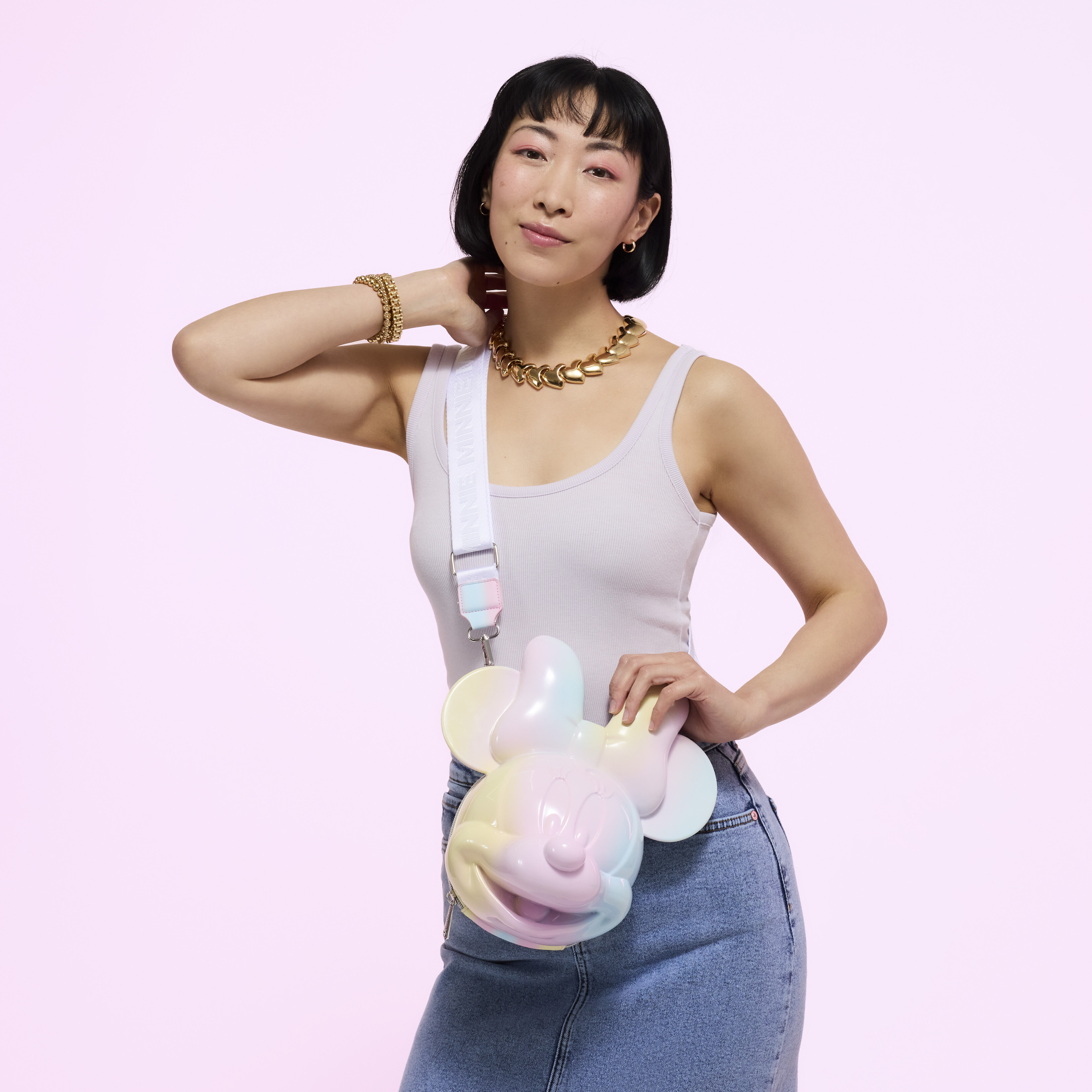 Minnie Mouse Pastel Tie-Dye Molded Figural Crossbody Bag - Image 3