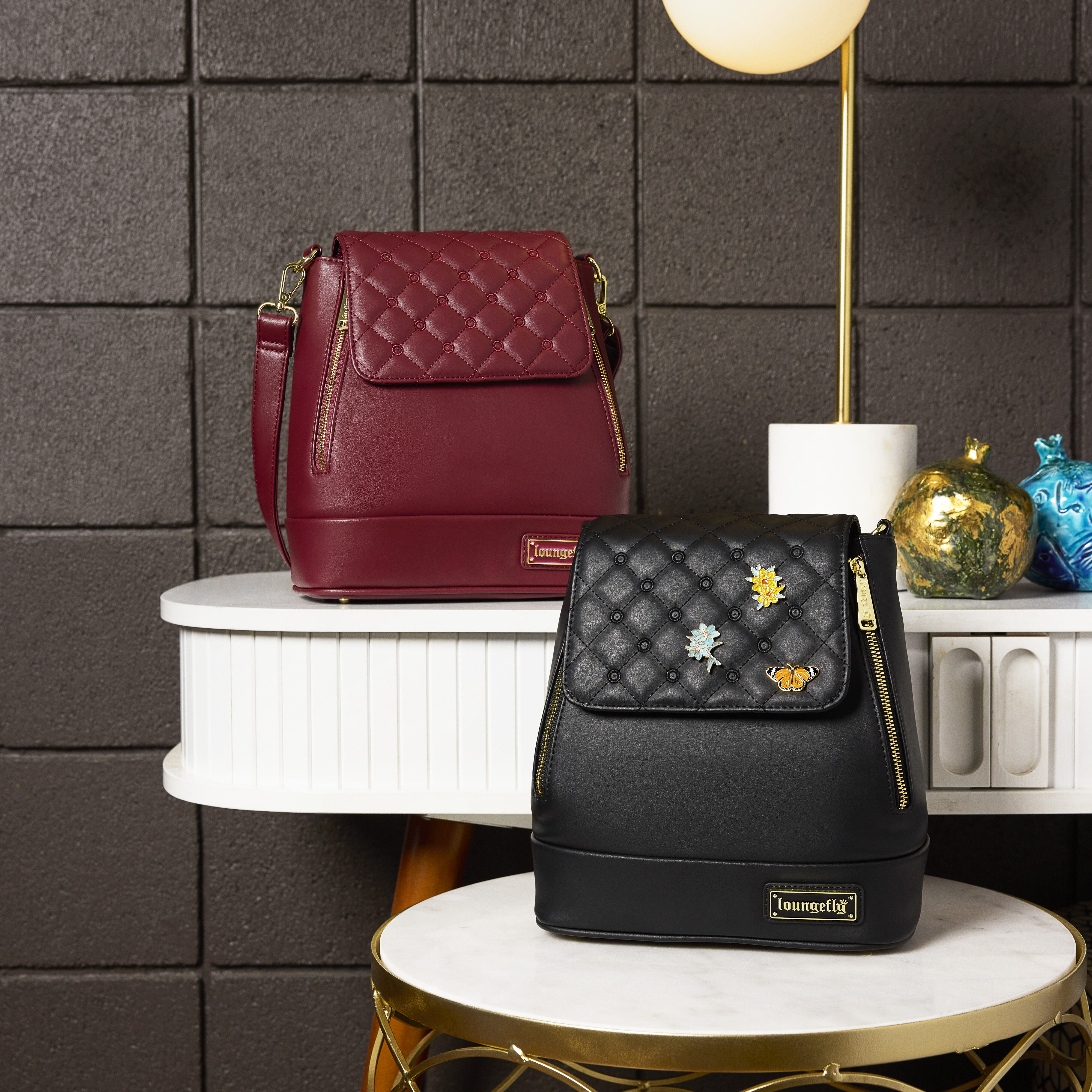 Loungefly The Lilly Black Convertible Mini Backpack & Crossbody Pin Trader Bag - Image 3