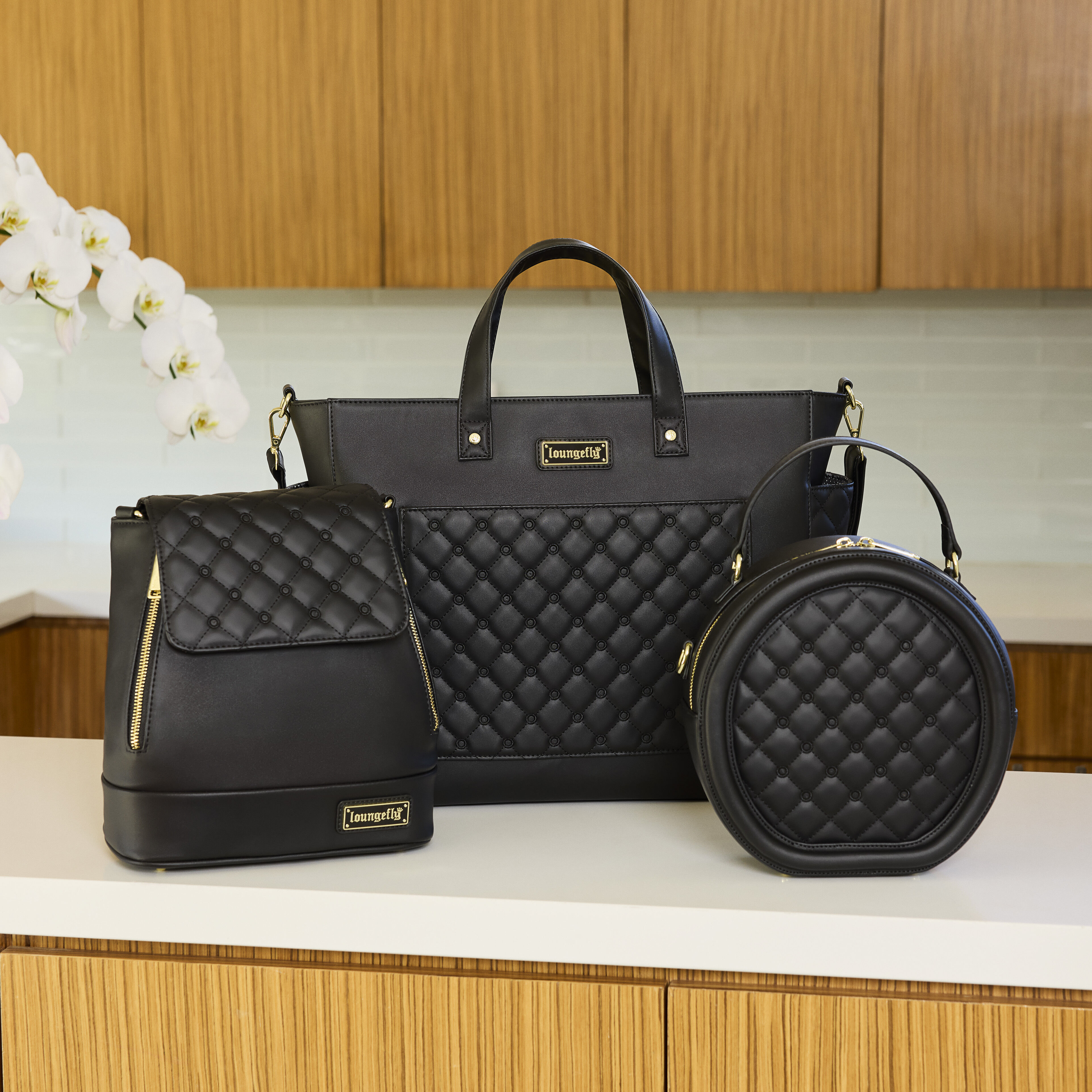 Loungefly The Lilly Black Convertible Mini Backpack & Crossbody Pin Trader Bag - Image 4