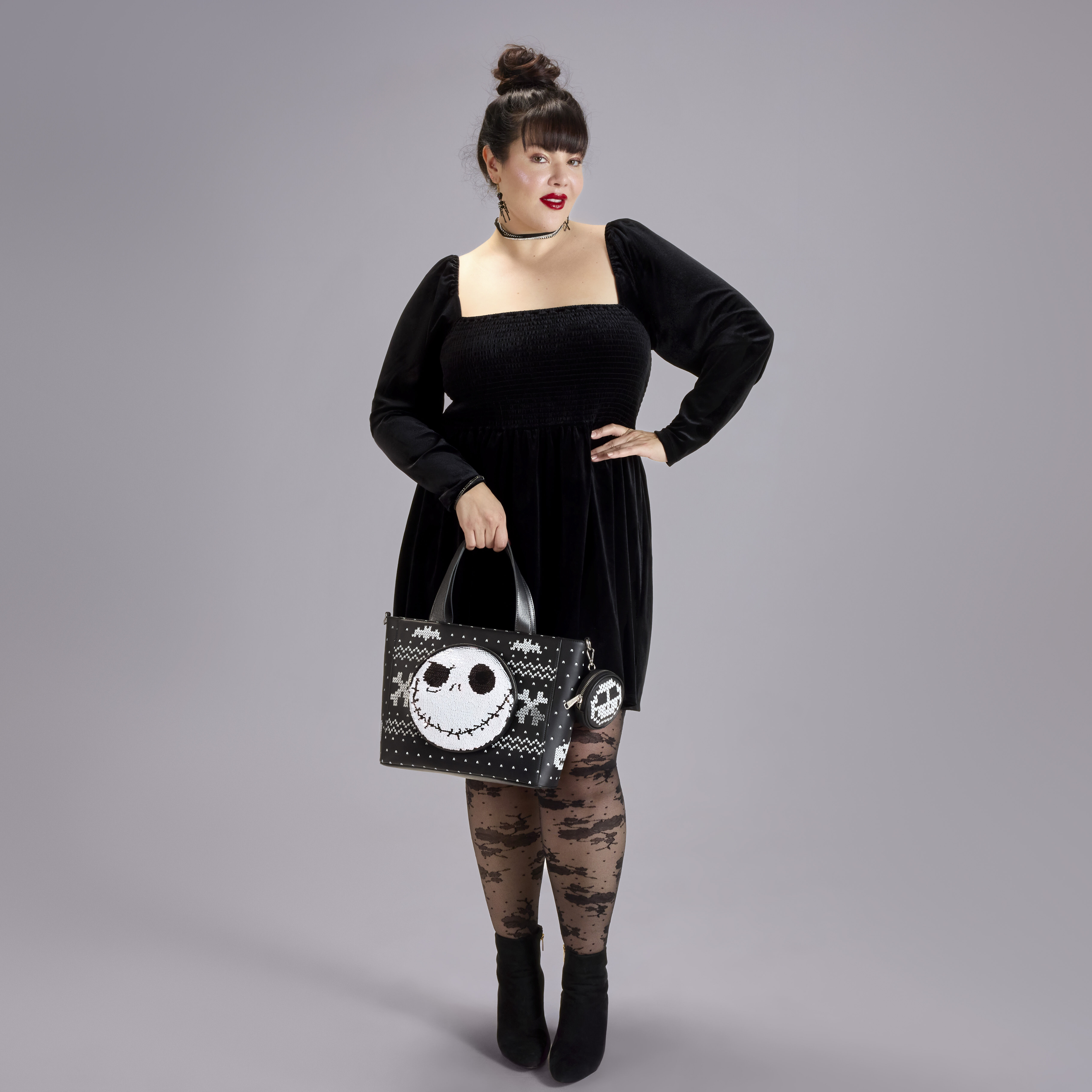 The Nightmare Before Christmas Jack Skellington Reversible Sequins Tote Crossbody Bag with Coin Bag - Image 2