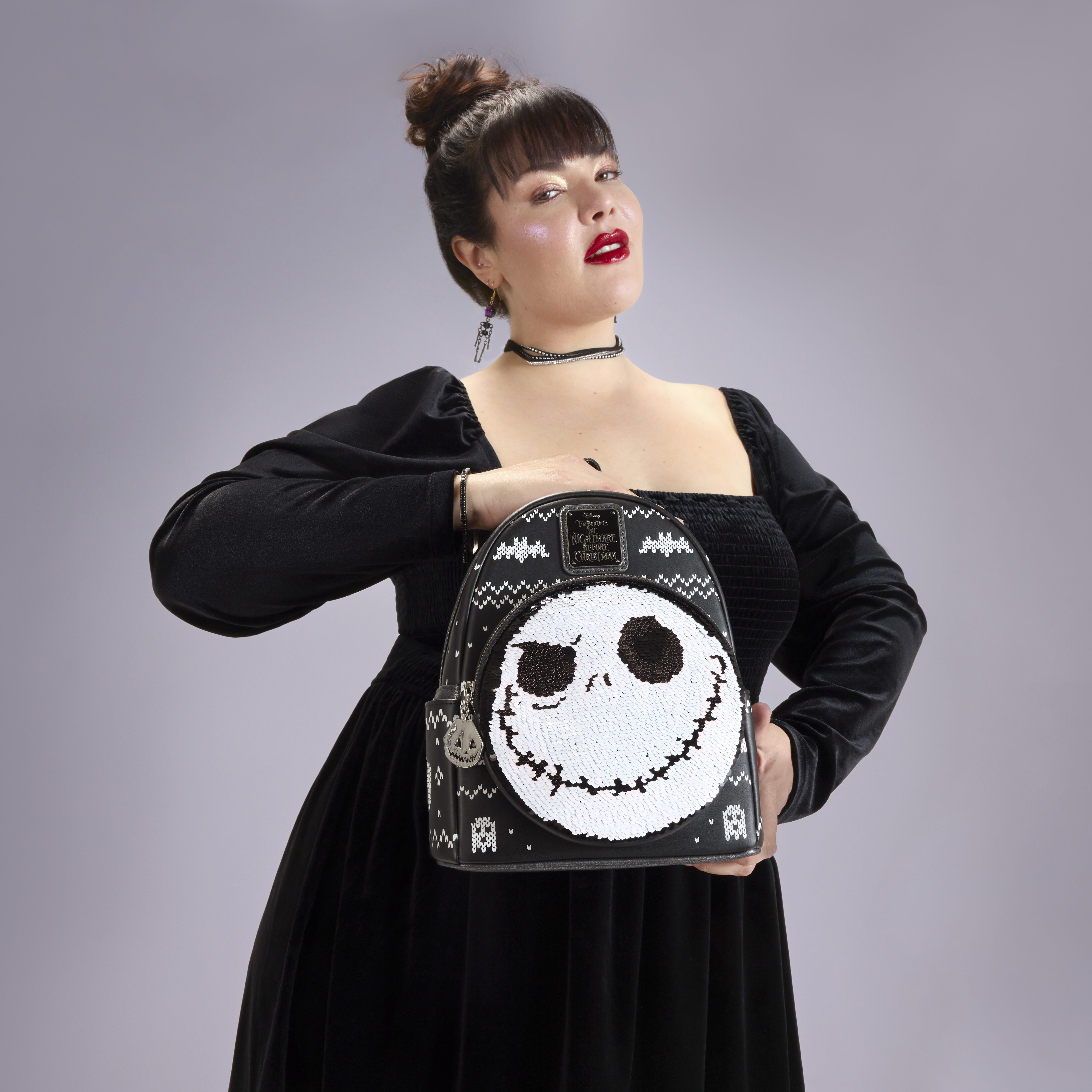 The Nightmare Before Christmas Jack Skellington Reversible Sequins Mini Backpack - Image 2