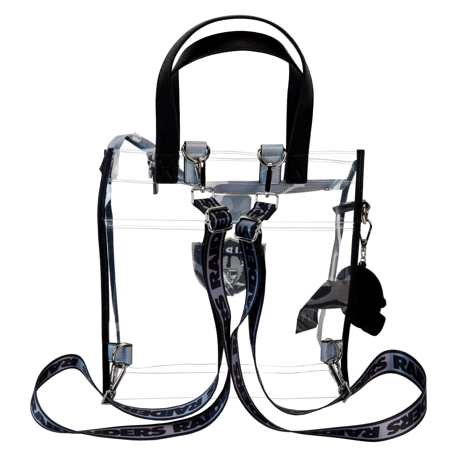 NFL Las Vegas Raiders Clear Convertible Backpack & Tote Crossbody Stadium Bag - Image 6