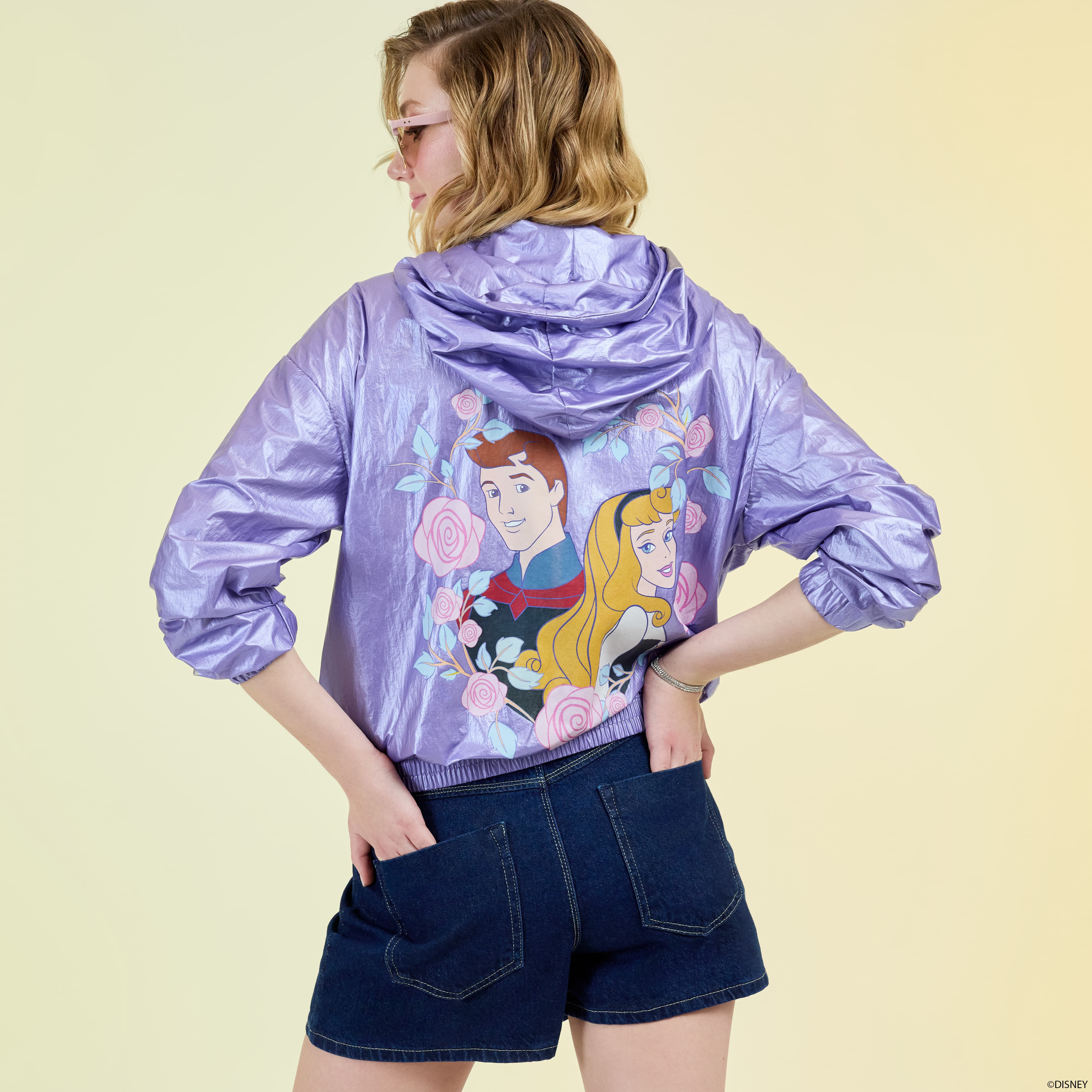Sleeping Beauty Princess Aurora & Prince Phillip Floral Half-Zip Unisex Windbreaker Jacket - Image 2