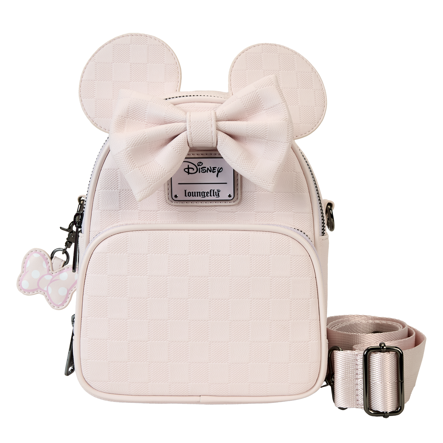 Minnie Mouse Checkered Texture Convertible Mini Backpack & Crossbody Bag