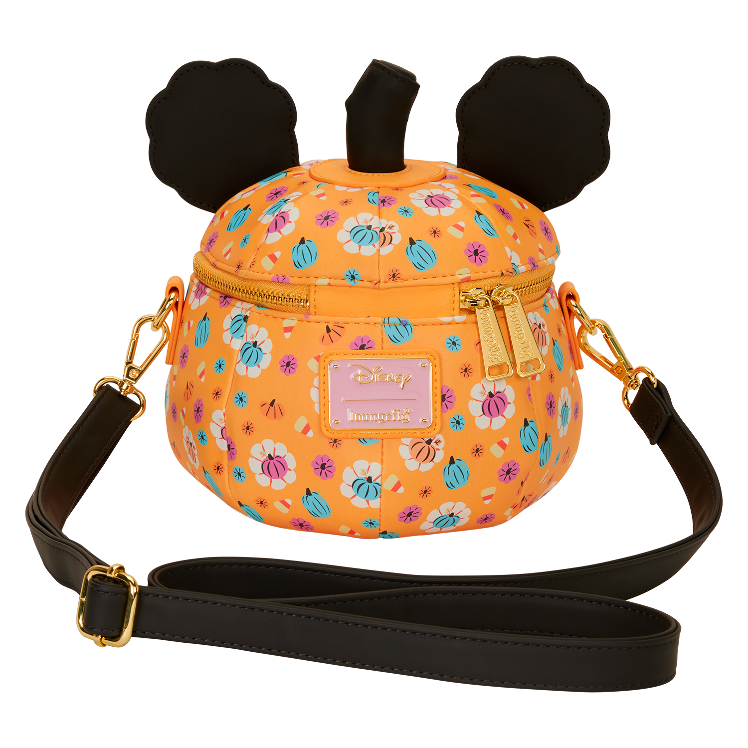 Mickey Mouse Floral Pumpkin Head Glow Figural Crossbody Bag - Image 6