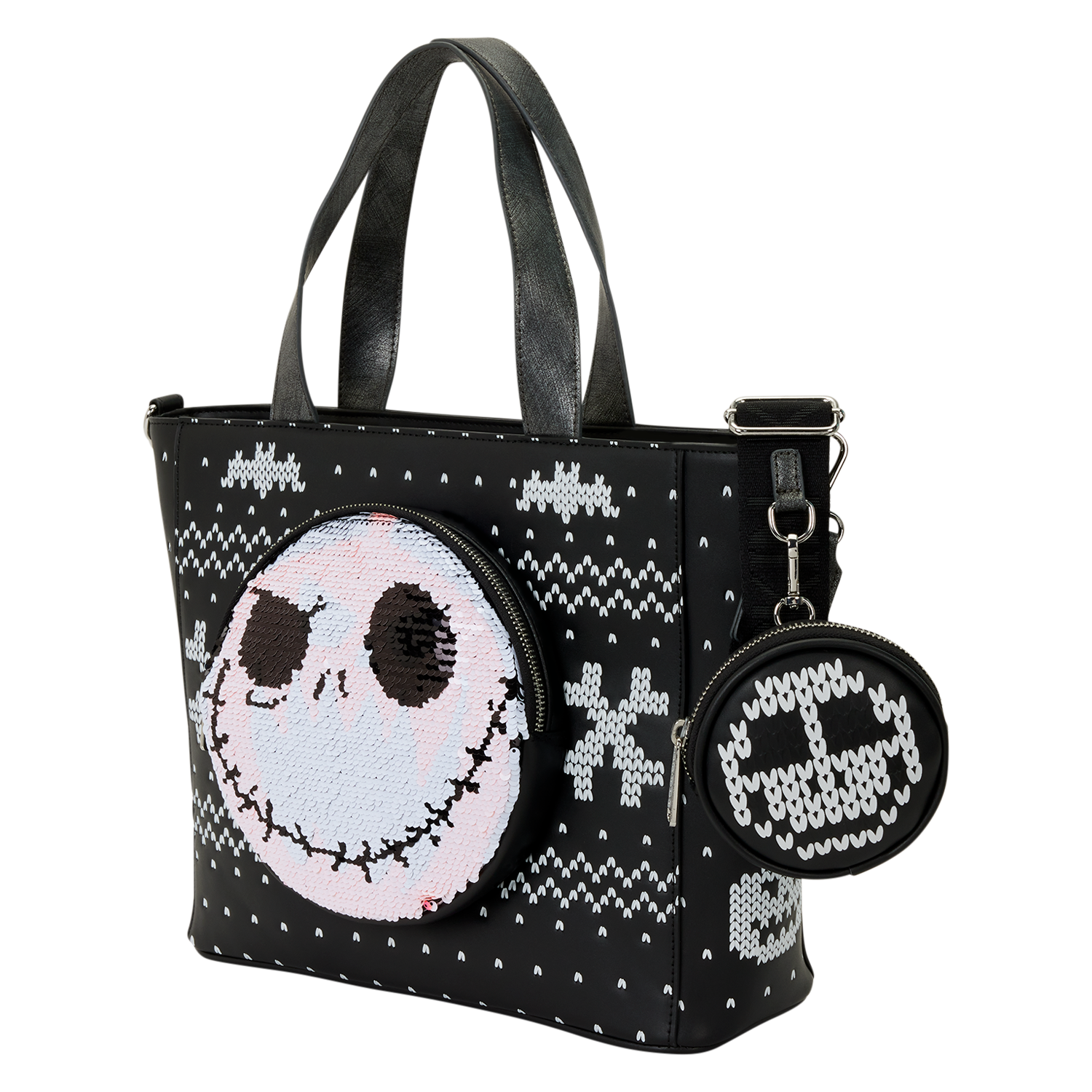 The Nightmare Before Christmas Jack Skellington Reversible Sequins Tote Crossbody Bag with Coin Bag - Image 8
